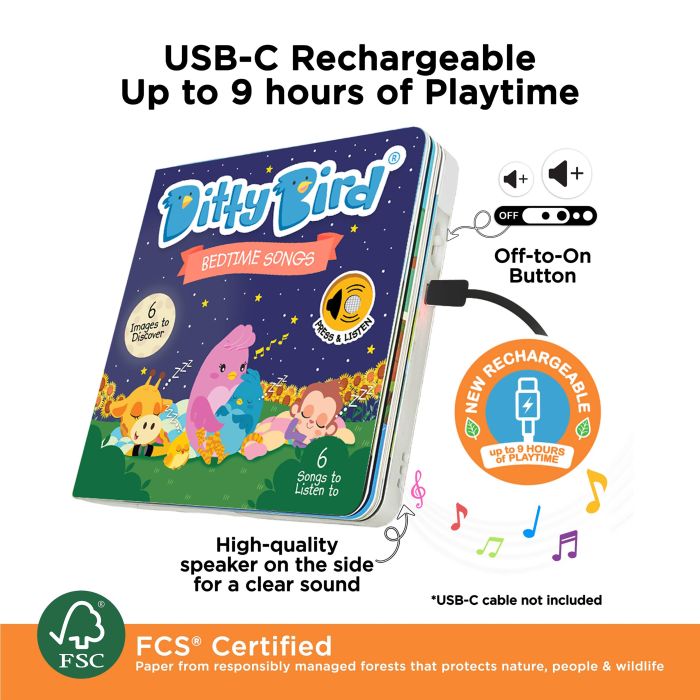 DITTY BIRD INTERACTIVE MUSICAL BOOK BEDTIME SONGS – Whats New Tasmania