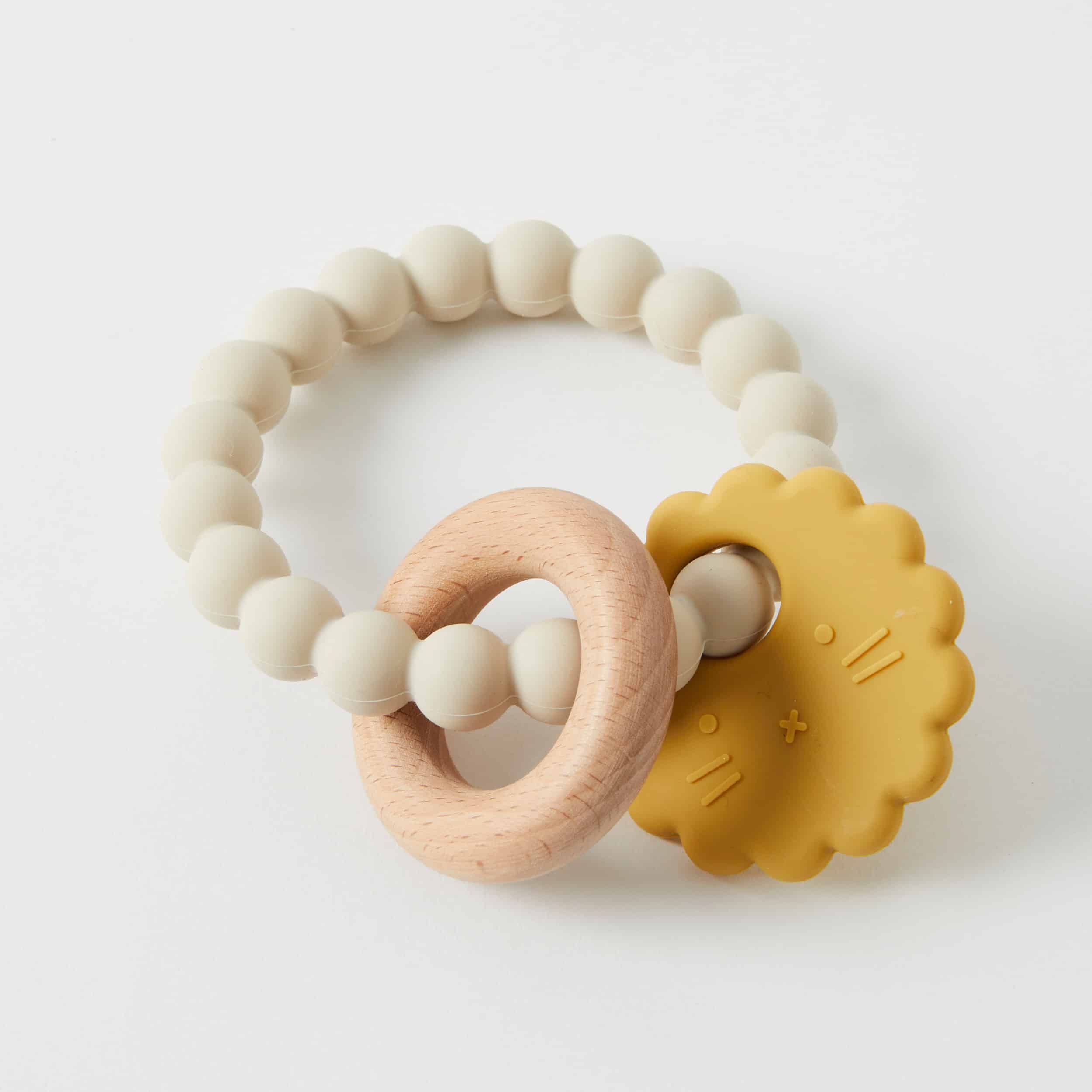 MIKA SILICONE & WOOD TEETHERS 3 ASST DESIGNS/COLOURS