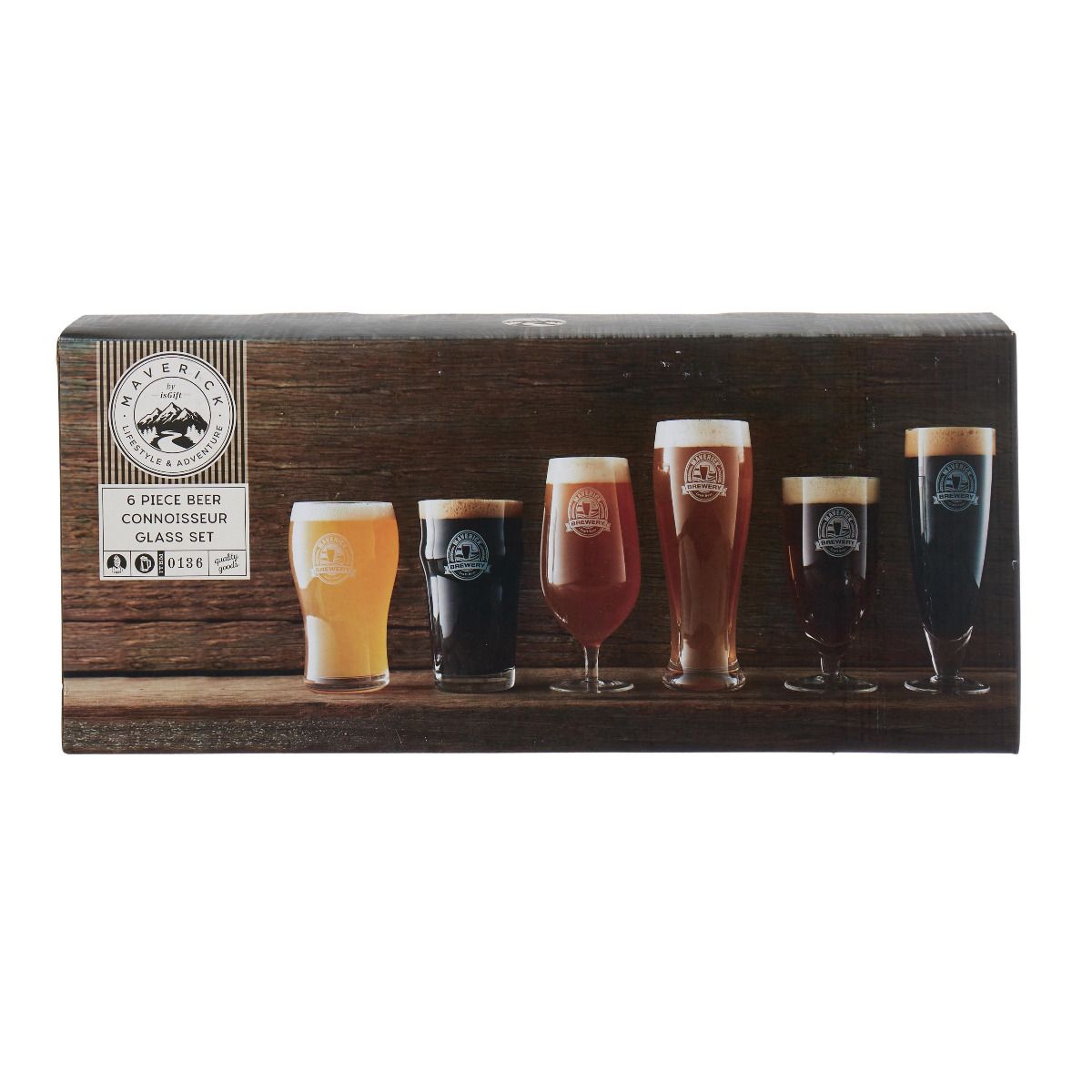 6PCE BEER CONNOISSEUR GLASS SET CLEAR