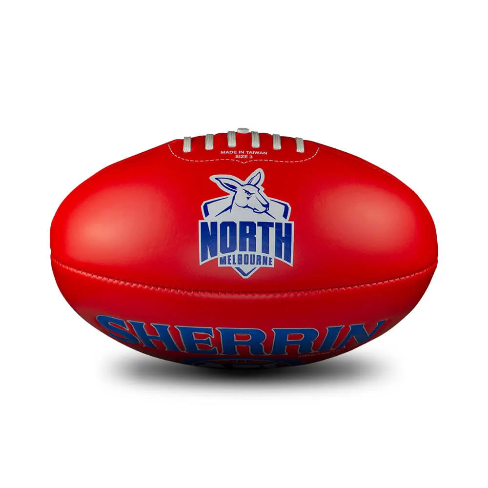 NORTH MELBOURNE SHERRIN AFL FOOTBALL SOFT TOUCH RED SIZE 3