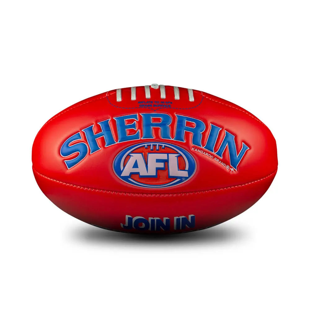 NORTH MELBOURNE SHERRIN AFL FOOTBALL SOFT TOUCH RED SIZE 3