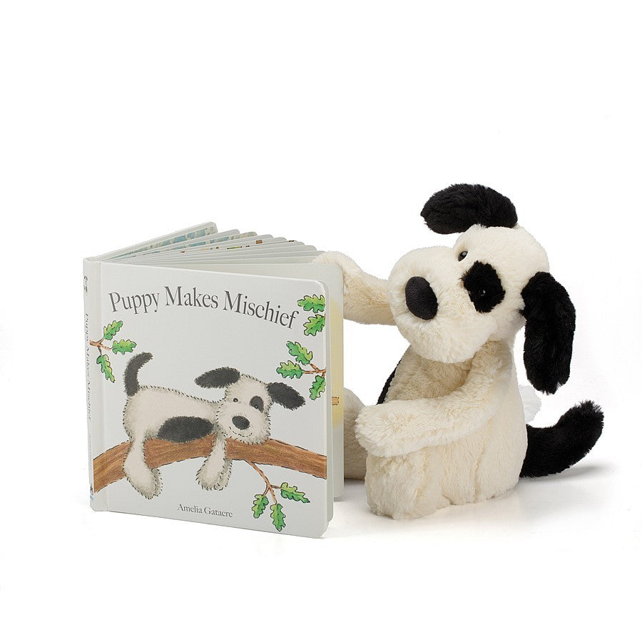 JELLYCAT BASHFUL BLACK AND CREAM PUPPY