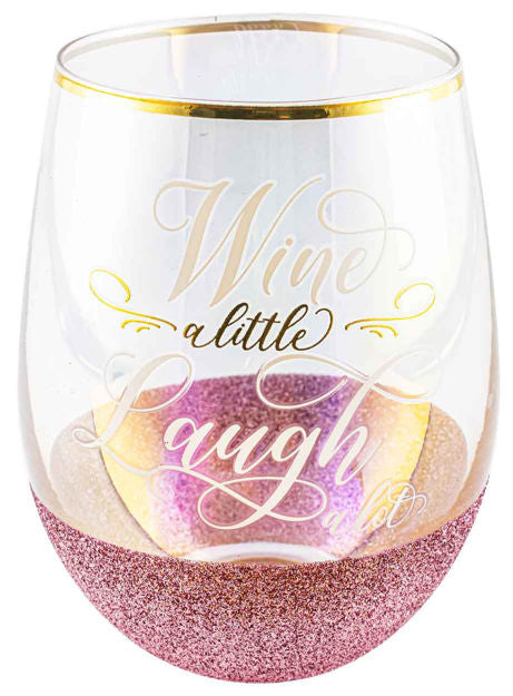 GLITTERATE STEMLESS WINE GLASS "WINE A LITTLE" CLICK AND COLLECT ONLY